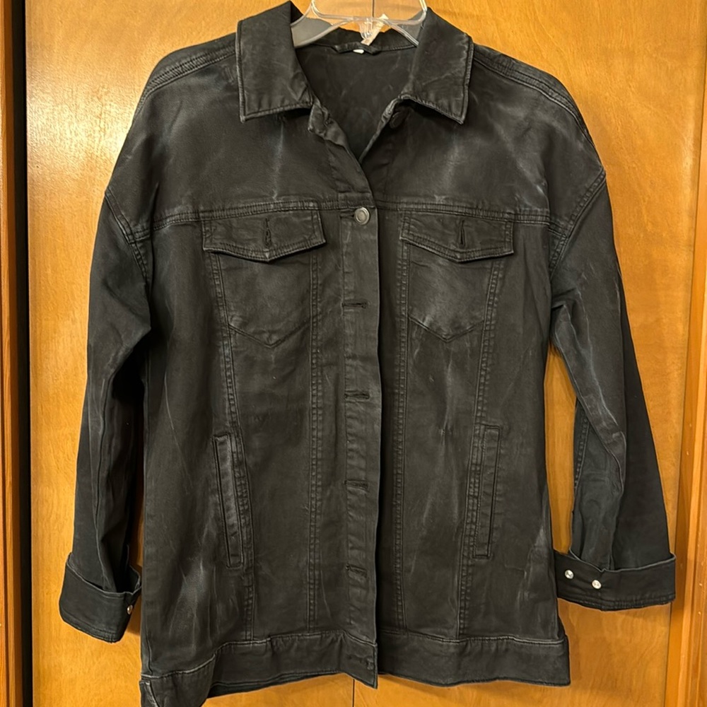 NWOT Free People denim “like” worn washed look.  Heavy cotton fabric.